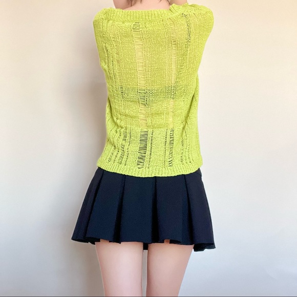 {SOLD} Neon Green Crochet Sweater - Picture 2 of 6